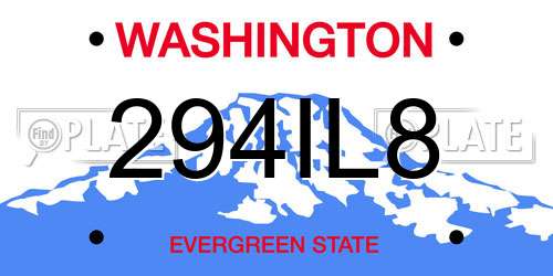 294IL8 Washington License Plate