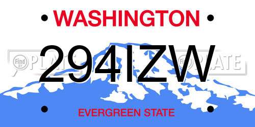294IZW Washington License Plate