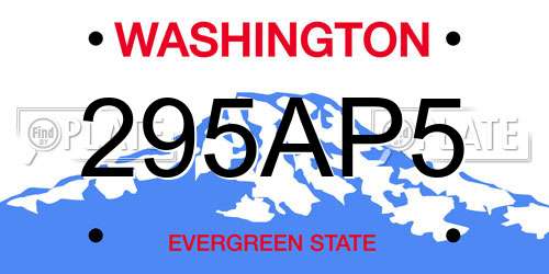 295AP5 Washington License Plate
