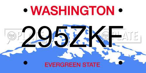 295ZKF Washington License Plate