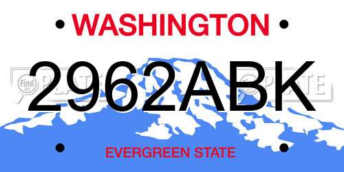 2962ABK Washington License Plate