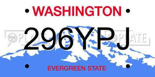 296YPJ Washington License Plate