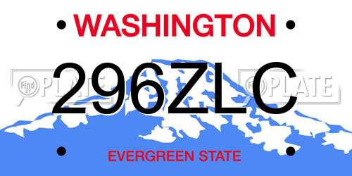 296ZLC Washington License Plate