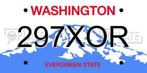 297XOR Washington License Plate