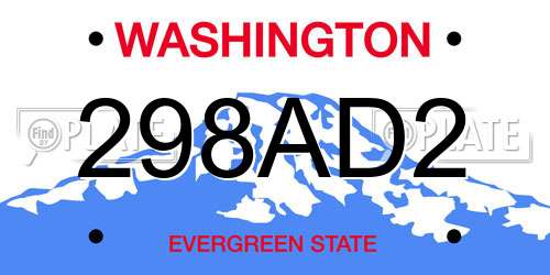 298AD2 Washington License Plate
