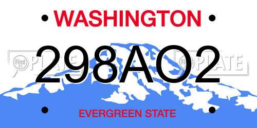 298AO2 Washington License Plate