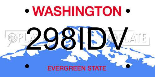 298IDV Washington License Plate