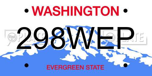 298WEP Washington License Plate