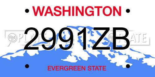 2991ZB Washington License Plate