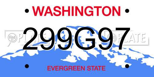 299G97 Washington License Plate