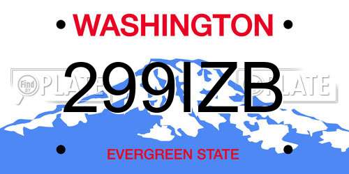 299IZB Washington License Plate