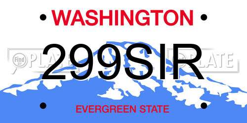 299SIR Washington License Plate