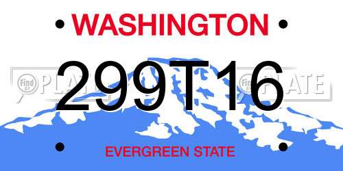299T16 Washington License Plate
