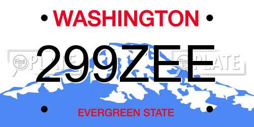 299ZEE Washington License Plate