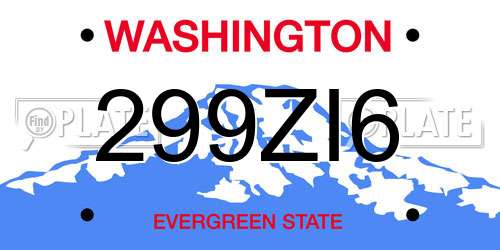 299ZI6 Washington License Plate