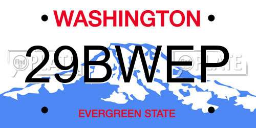 29BWEP Washington License Plate