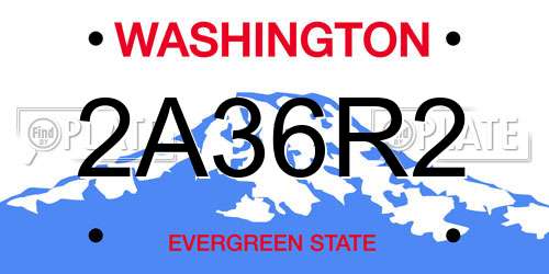 2A36R2 Washington License Plate