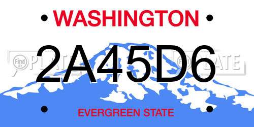 2A45D6 Washington License Plate