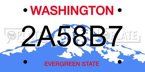 2A58B7 Washington License Plate