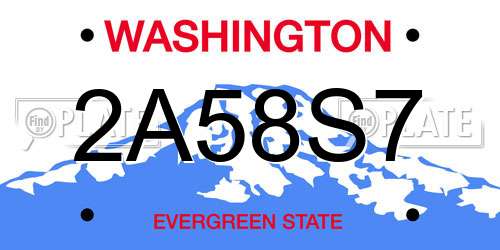 2A58S7 Washington License Plate