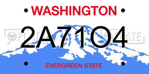 2A71O4 Washington License Plate
