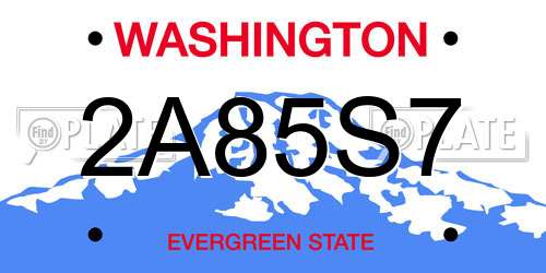 2A85S7 Washington License Plate