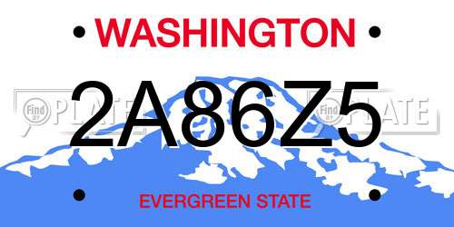 2A86Z5 Washington License Plate