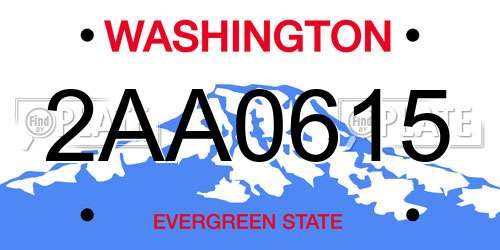 2AA0615 Washington License Plate
