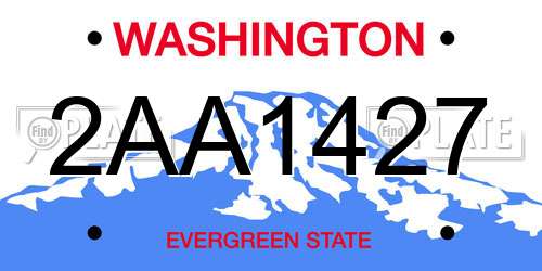 2AA1427 Washington License Plate