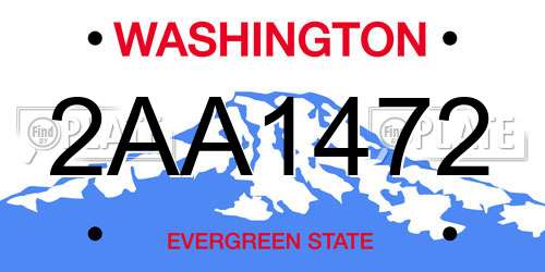 2AA1472 Washington License Plate