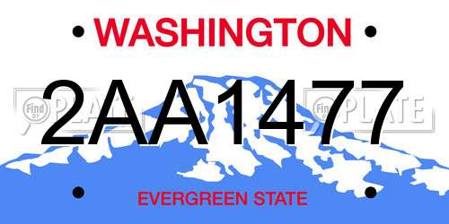2AA1477 Washington License Plate