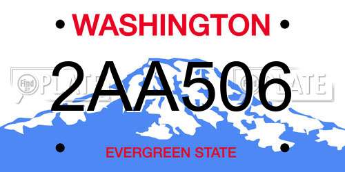 2AA506 Washington License Plate
