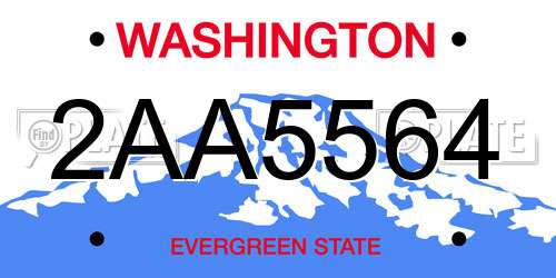 2AA5564 Washington License Plate