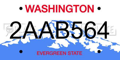 2AAB564 Washington License Plate