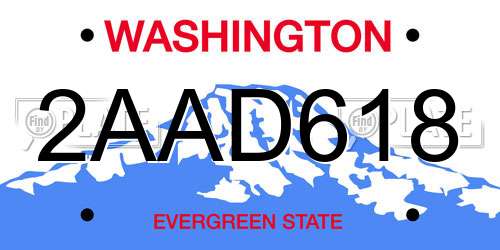 2AAD618 Washington License Plate