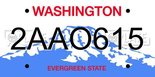 2AAO615 Washington License Plate