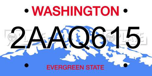 2AAQ615 Washington License Plate