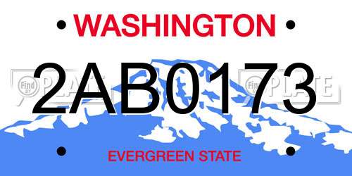 2AB0173 Washington License Plate
