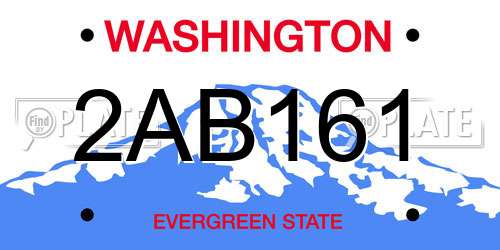 2AB161 Washington License Plate
