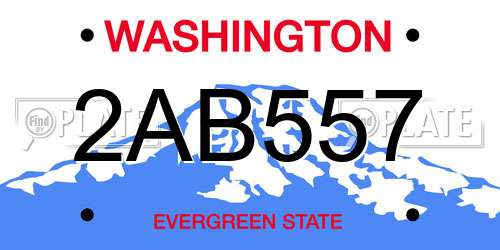 2AB557 Washington License Plate