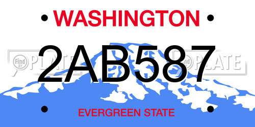 2AB587 Washington License Plate