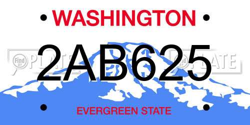 2AB625 Washington License Plate