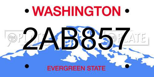 2AB857 Washington License Plate