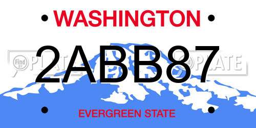 2ABB87 Washington License Plate
