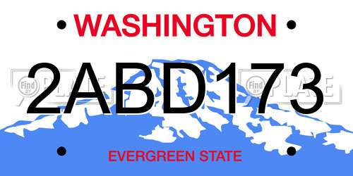 2ABD173 Washington License Plate