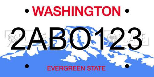 2ABO123 Washington License Plate