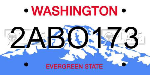 2ABO173 Washington License Plate