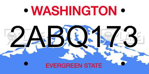 2ABQ173 Washington License Plate