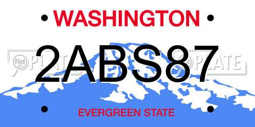 2ABS87 Washington License Plate