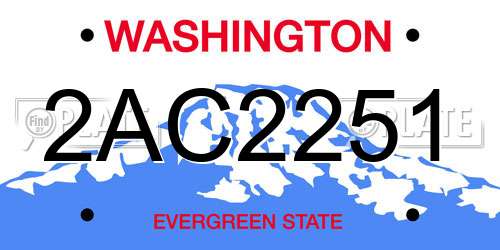 2AC2251 Washington License Plate